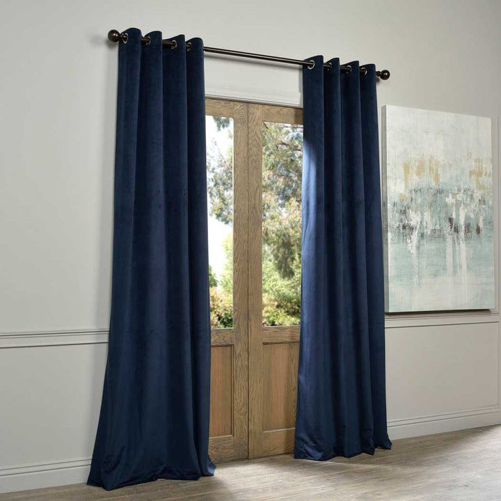 Girls Velvet Blackout Curtain Single Panel Allover Pattern Window Drapes Kids Themed Energy Efficient Thermal Lined