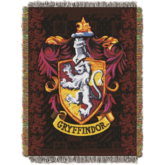 48 X 60 Red Black Harry Potter Theme Throw Blanket Gryffindor Crest Houses Hogwarts School Witchcraft Wizardry Bedding Movie Book Series Wizard Woven - Diamond Home USA
