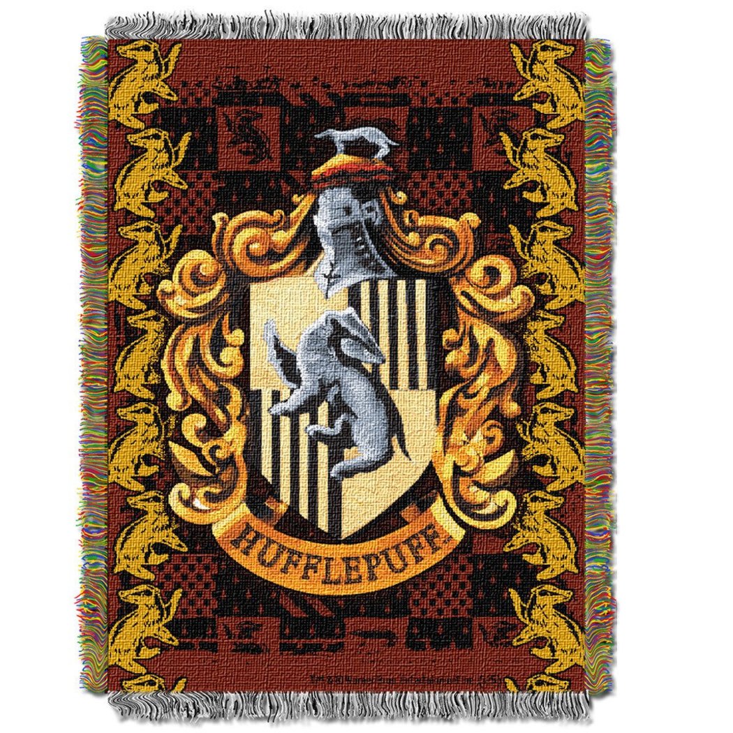 48 X 60 Red Black Harry Potter Theme Throw Blanket Gold Hufflepuff Crest Houses Hogwarts School Witchcraft Wizardry Bedding Movie Book Series Wizard - Diamond Home USA