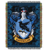48 X 60 Blue White Harry Potter Theme Throw Blanket Ravenclaw Crest Houses Hogwarts School Witchcraft Wizardry Bedding Movie Book Series Wizard Woven - Diamond Home USA