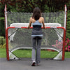 E Z Goal Hockey Folding Pro Goal with Backstop and Targets 2 Inch Red/ White Red White Polyester Stainless Steel - Diamond Home USA