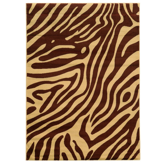 5x7'3 Brown Tan Zebra Area Rug Rectangle Indoor Safari Animal Pattern Carpet Living Room Country Floor Mat Nature Wilderness Animal Wildlife Country - Diamond Home USA
