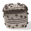 Eligah Moroccan Inspired Ivory and Brown Handwoven Wool Pouf Ottoman Mediterranean Pattern Fabric - Diamond Home USA