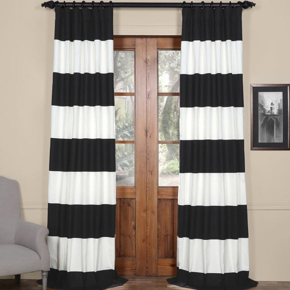Ony Off Rugby Stripes Curtain Single Panel Drapes Cabana Striped Pattern Window Treatments Nautical Sports Themed
