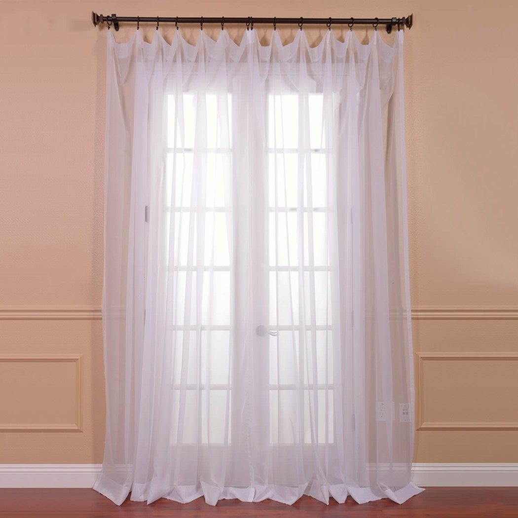 Girls Extra Wide Voile Sheer Curtain Single Panel Snow