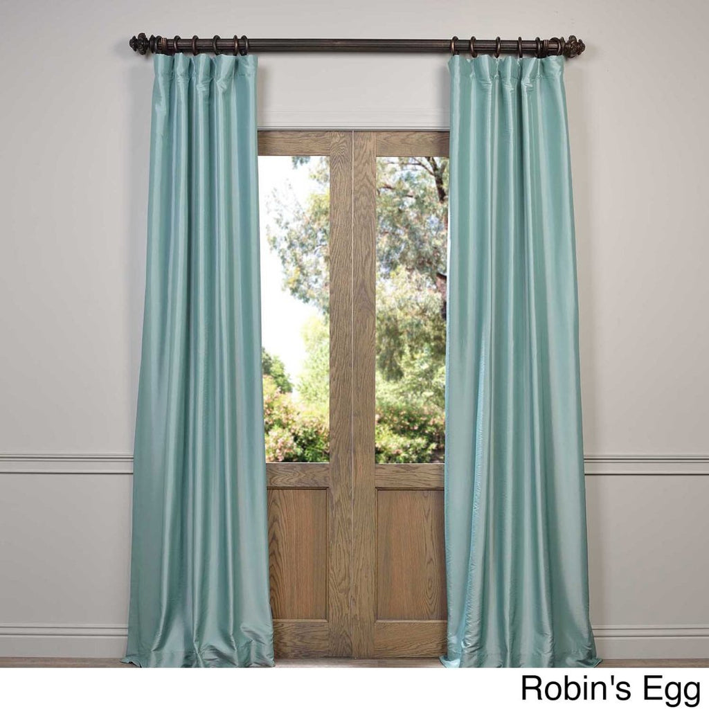 Robin Egg Faux Silk Taffeta Window Curtain Single Panel Fabrics Window Treatment Lined Energy Blackout Efficient