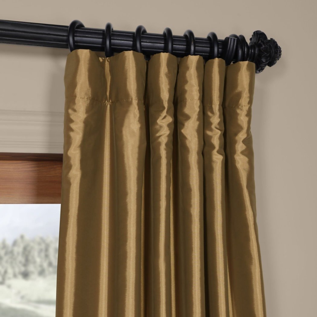 Nugget Faux Silk Taffeta Window Curtain Single Panel Aureate Fabrics Window Treatment Lined Energy Efficient Elegance