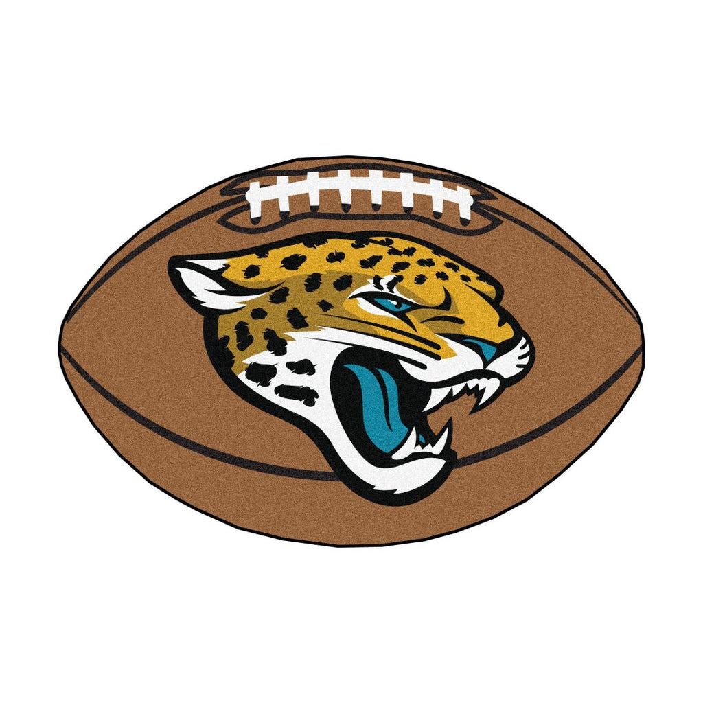 22" X 35" NFL Jaguars Floor Mat Printed Logo Football Shaped Area Rug Oval Rug Sports Patterned Themed Gift Fan Merchandise Athletic Team Spirit Brown - Diamond Home USA