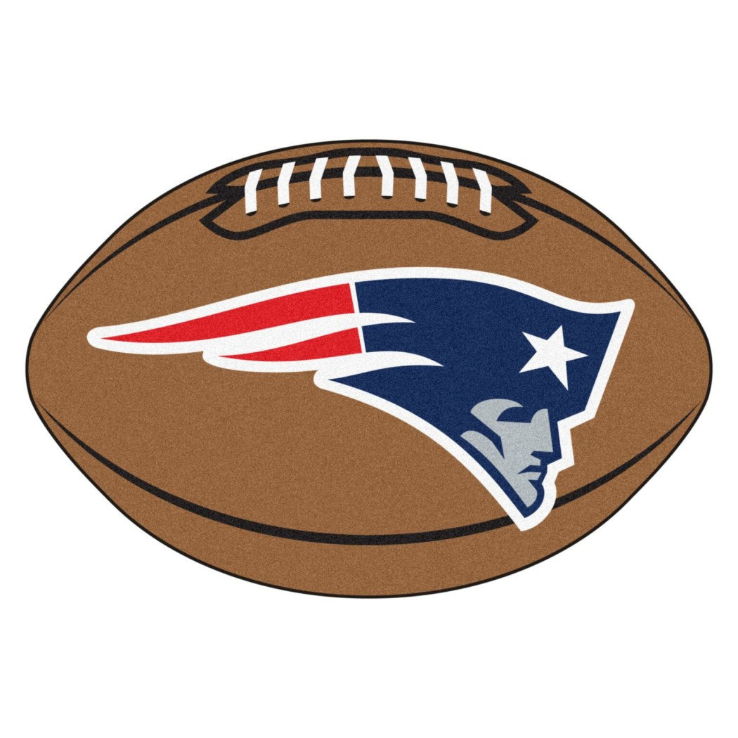 22" X 35" NFL Patriots Floor Mat Printed Logo Football Shaped Area Rug Oval Rug Sports Patterned Themed Gift Fan Merchandise Athletic Team Spirit - Diamond Home USA