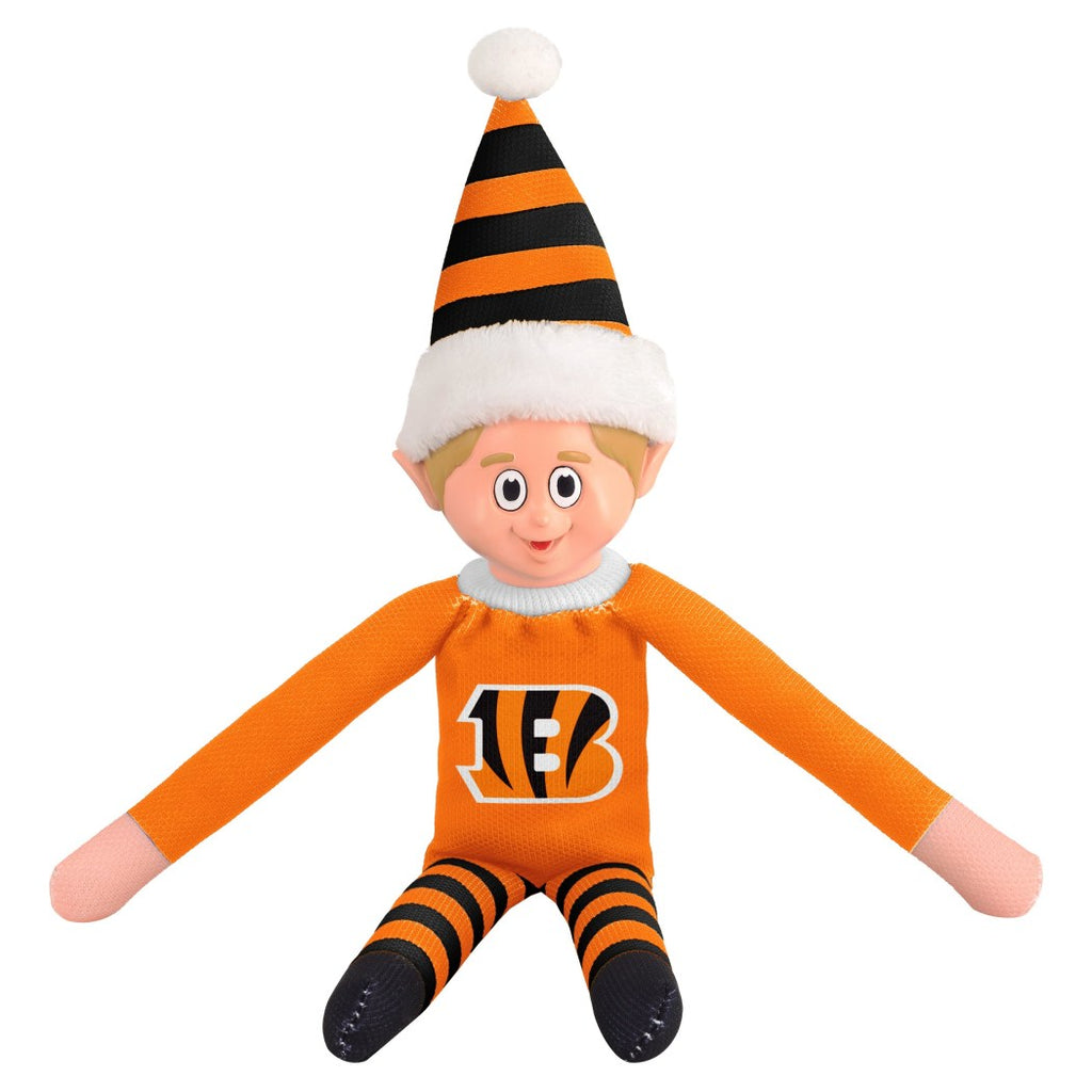 14 Inch NFL Bengals Team Elf Football Themed Team Color Logo Mens Collectible Toy Sweatshirt Santa Hat Man Cave Decoration Christmas Holiday Gift Fan - Diamond Home USA