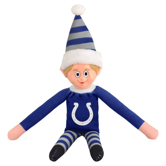 14 Inch NFL Colts Team Elf Football Themed Team Color Logo Mens Collectible Toy Sweatshirt Santa Hat Man Cave Decoration Christmas Holiday Gift Fan - Diamond Home USA