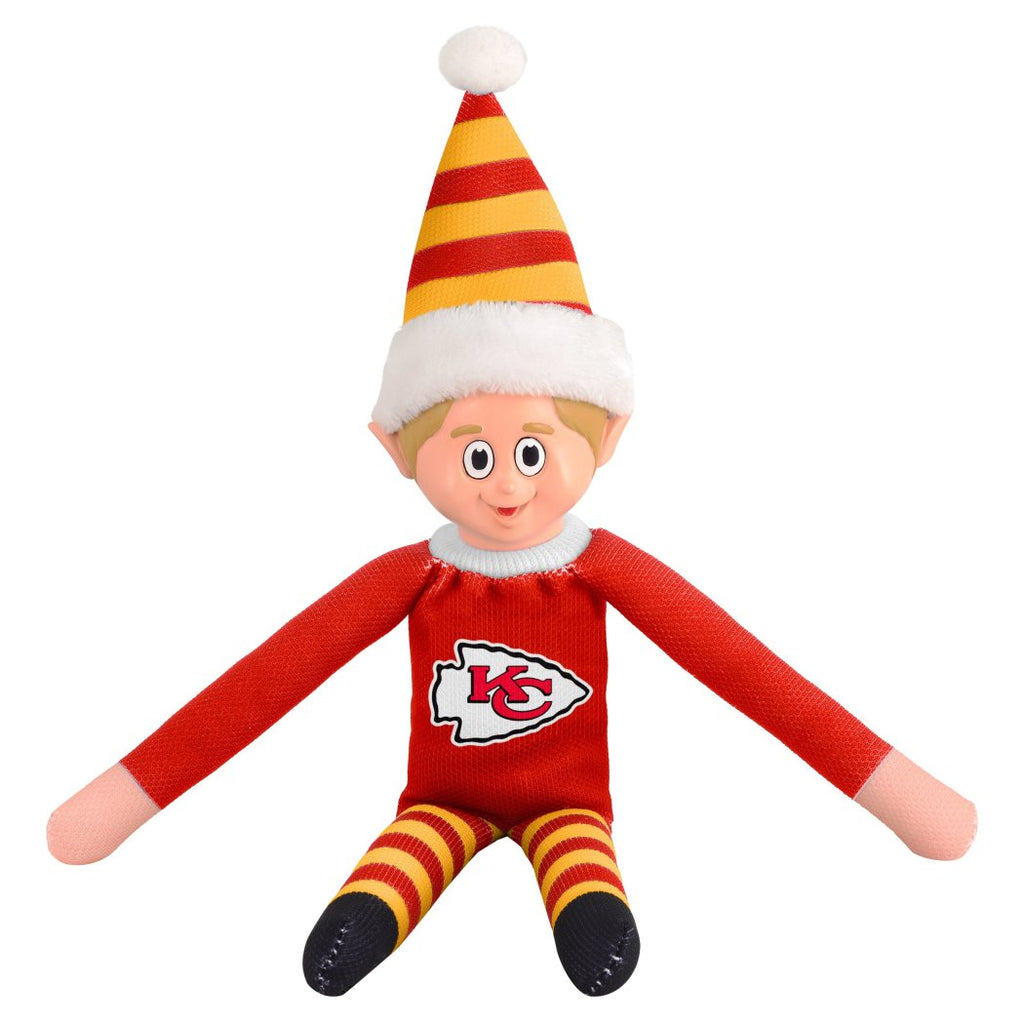 14 Inch NFL Chiefs Team Elf Football Themed Team Color Logo Mens Collectible Toy Sweatshirt Santa Hat Man Cave Decoration Christmas Holiday Gift Fan - Diamond Home USA