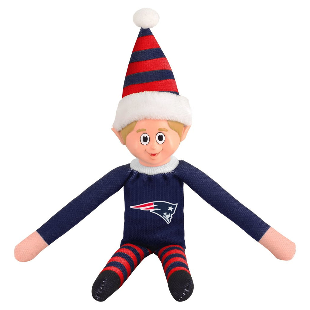 14 Inch NFL Patriots Team Elf Football Themed Team Color Logo Mens Collectible Toy Sweatshirt Santa Hat Man Cave Decoration Christmas Holiday Gift Fan - Diamond Home USA