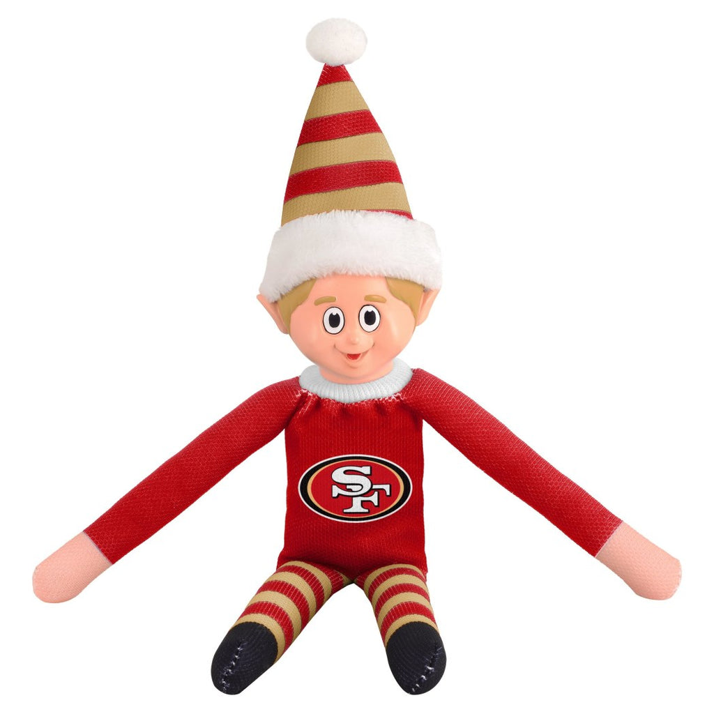 14 Inch NFL 49ers Team Elf Football Themed Team Color Logo Mens Collectible Toy Sweatshirt Santa Hat Man Cave Decoration Christmas Holiday Gift Fan - Diamond Home USA