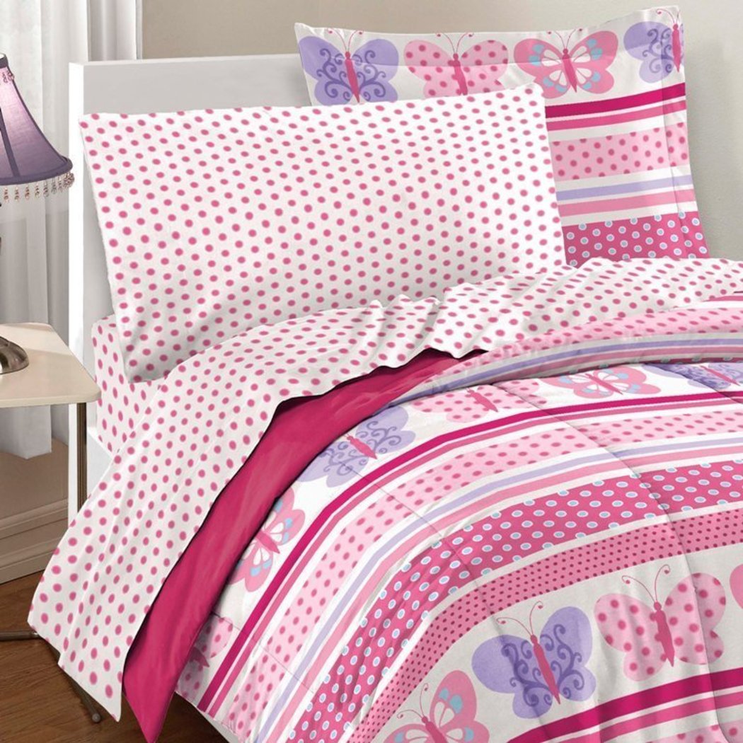 Girls Butterfly Themed Comforter Set Pretty Butterflies