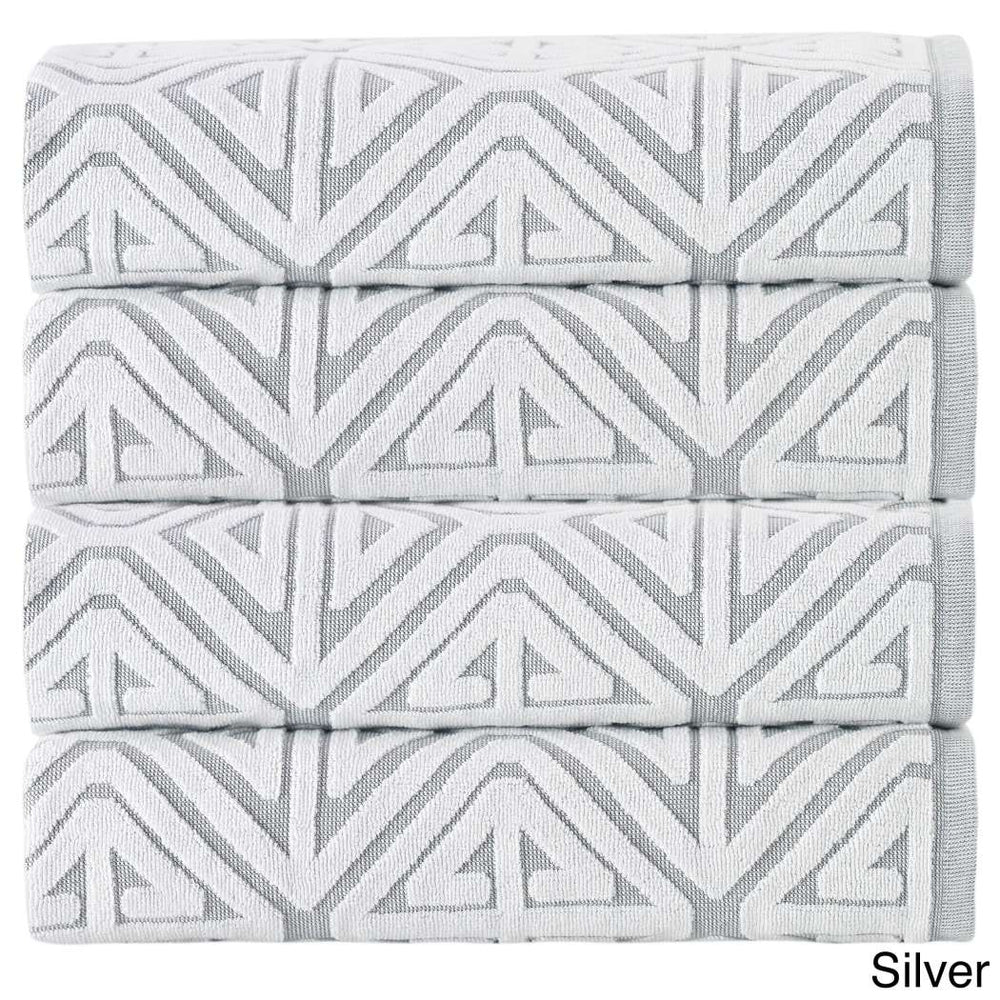 Jacquard Towel Set Geometric Medallion Theme Bath Towels Classy Elegant Sleek Trendy Tribal Pattern Luxury Vibrant Shower