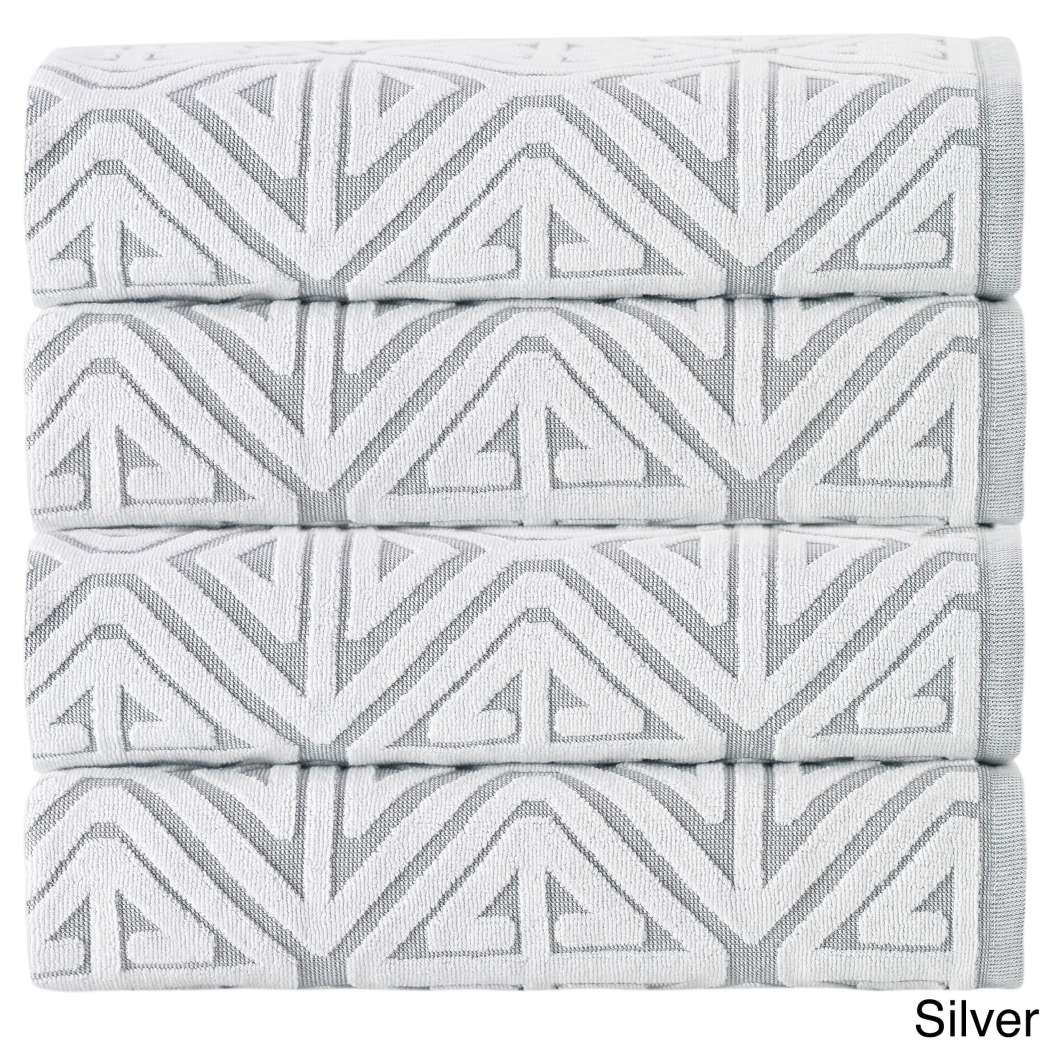 Jacquard Towel Set Geometric Medallion Theme Bath Towels Classy Elegant Sleek Trendy Tribal Pattern Luxury Vibrant Shower