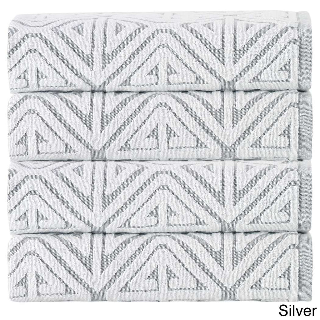 Jacquard Towel Set Geometric Medallion Theme Bath Towels Classy Elegant Sleek Trendy Tribal Pattern Luxury Vibrant Shower