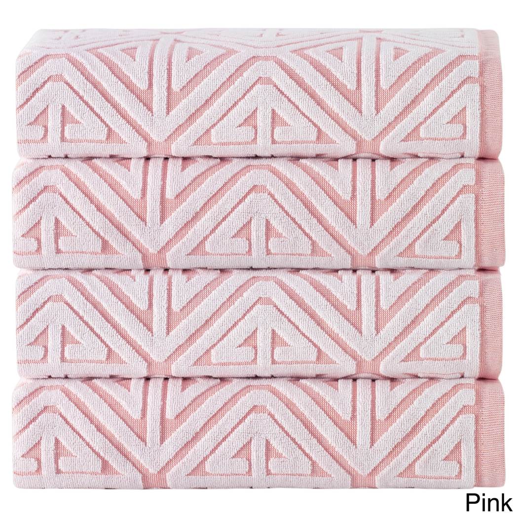 Jacquard Towel Set Geometric Medallion Theme Bath Towels