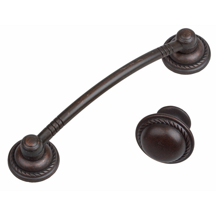 1.125-inch Oil Rubbed Bronze Round Rope Cabinet Knobs (Pack of 10) Brown Metal Finish