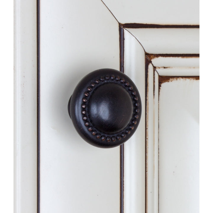 1.25-inch Oil-rubbed Bronze Round Beaded Cabinet Knobs (Pack of 10) Brown Metal Finish