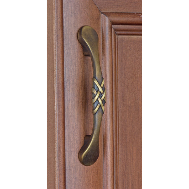 3-inch CC Antique Brass Braided Cabinet Pulls (Pack of 10) Yellow Metal Finish