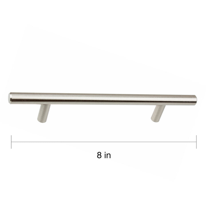 8-inch Solid Stainless Steel Cabinet Bar Pulls (Pack of 10) Grey Metal Nickel Finish