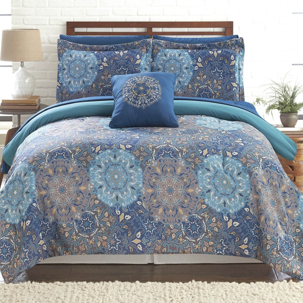 Medallion Geometric Comforter Set Motif Floral Design