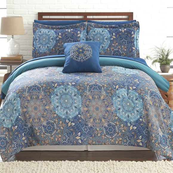 Medallion Geometric Comforter Set Motif Floral Design Bohemian Adult Bedding Master Bedroom Casul