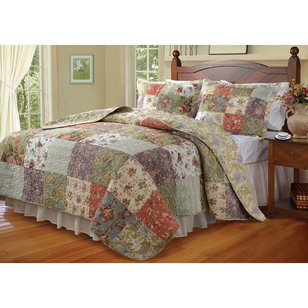 Floral Patchwork Bedspreads Bedding Set Cotton Oversized Queen