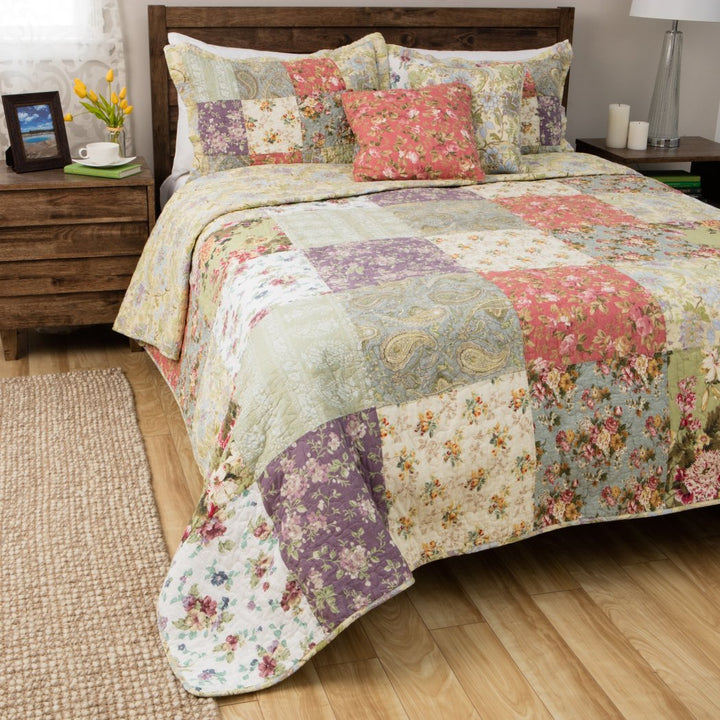 Floral Patchwork Bedspreads Bedding Set Cotton Oversized