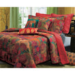 Patchwork Floral Theme Quilt Set Traditional Flower Patch Work Bedding Vibrant Garden Scroll Themed Pattern Red