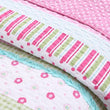 Girls Floral Stripe Quilt Set Horizontal Polka Dots Striped Pattern Pretty Flowers Themed Gorgeous Bohemian Bedding Pin Tuck Design Bright