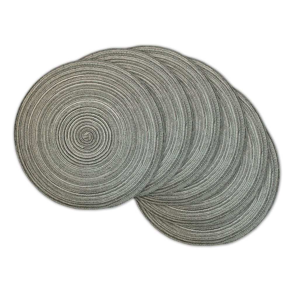 Grey Plastic Round Variegated Placemats (Pack of 6) Modern Contemporary