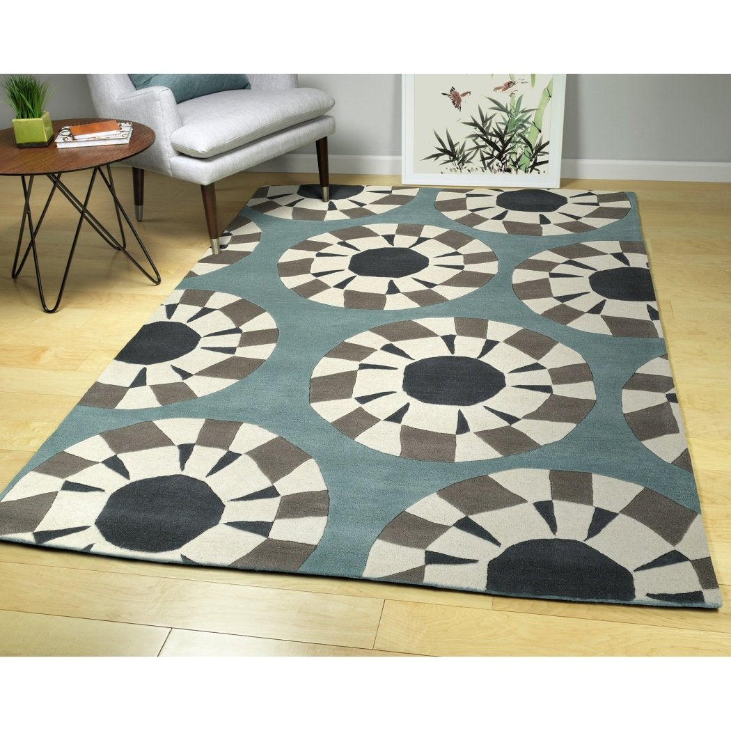 3'6 x 5'3 Color Grey Zen Home Hand Tufted Area Rug Wool Unique Fancy Oriental Ornamental Asian Inspired Geometric Medallion Plush Soft Durable Indoor - Diamond Home USA
