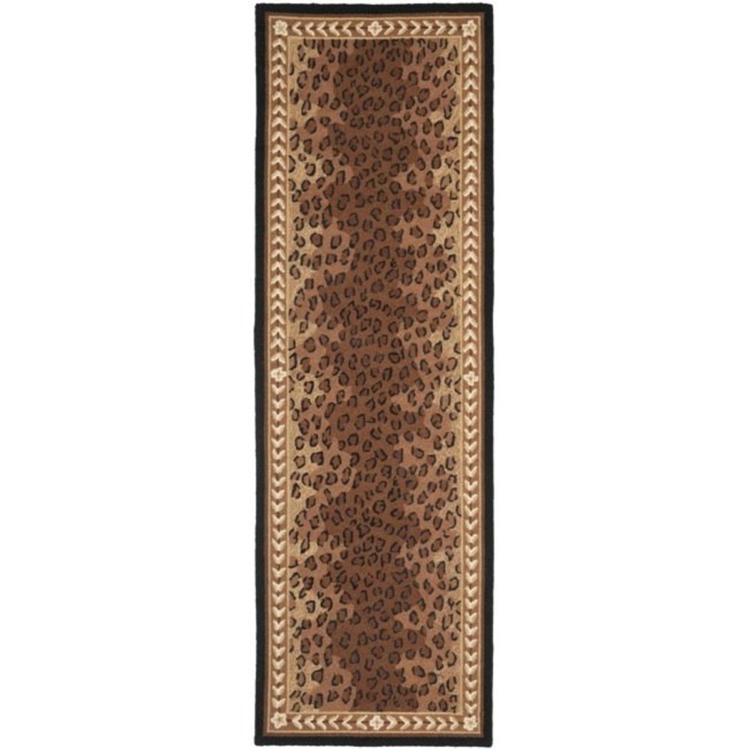 2'6 x 6' Color Brown Spoted Leopard Skin Rectangular Runner Rug Wool Animal Wild Africa Safari Lively Wilderness Charming Unique Majestic Indoor - Diamond Home USA