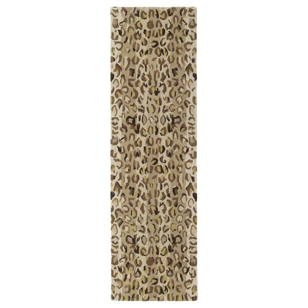 2'3 x 7'6 Gold Faux Cheetah Pelt Spot Runner Rug Wool Contemporary Country Transitional Color Novelty Shag Africa Animalistic Wild Lively Animal - Diamond Home USA
