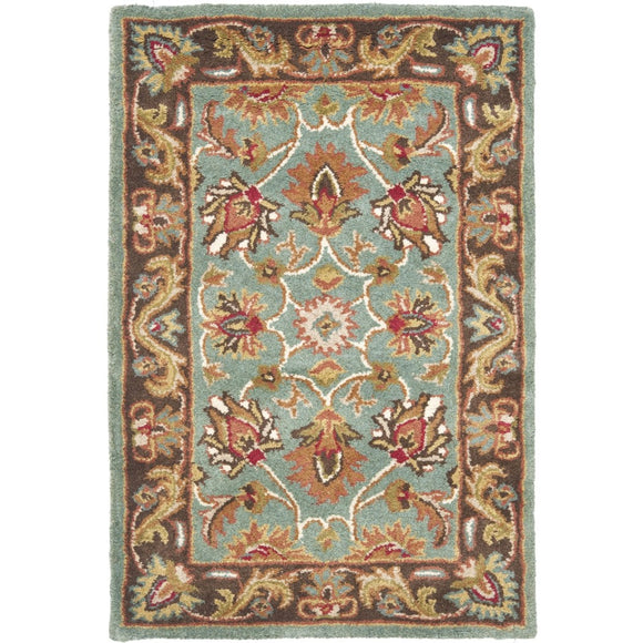 3x5ft Blue Brown White Red Traditional Blue Border Area Rug Indoor Oriental Bedroom Dining Living Room Flooring Rectangle Carpet Classic Floral - Diamond Home USA