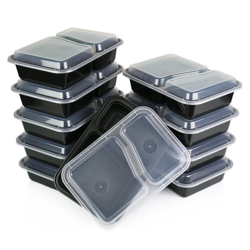 Black 2 Compartment Food Containers Set Lids Best Kids Lunch Boxes & Outdoor Activities Features Microwave Friendly Dishwasher Safe Extra Space Food - Diamond Home USA