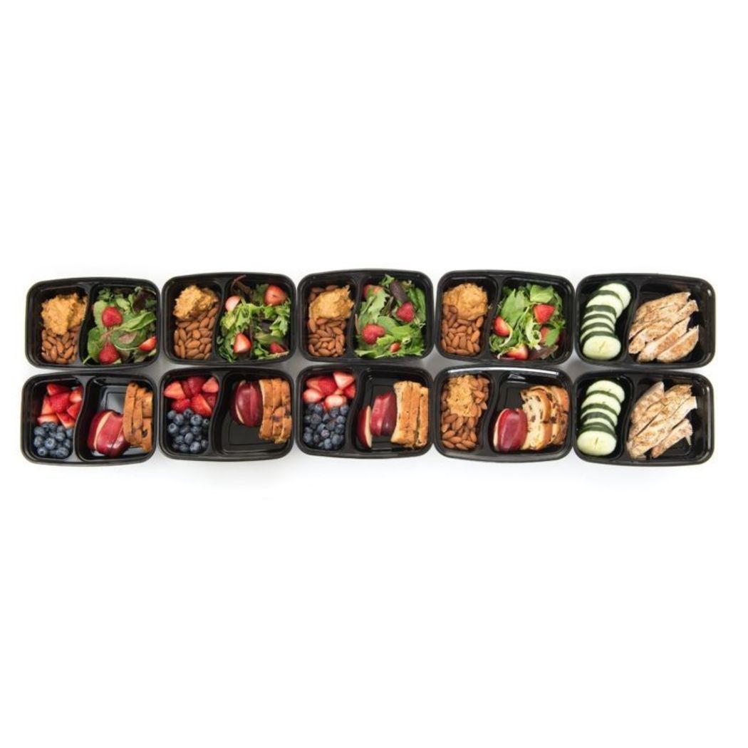 Black 2 Compartment Food Containers Set Lids Best Kids Lunch Boxes & Outdoor Activities Features Microwave Friendly Dishwasher Safe Extra Space Food - Diamond Home USA