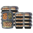 Black 3 Compartment Food Containers Set Lids Best Kids Lunch Boxes & Outdoor Activities Features Microwave Friendly Dishwasher Safe Extra Space Food - Diamond Home USA