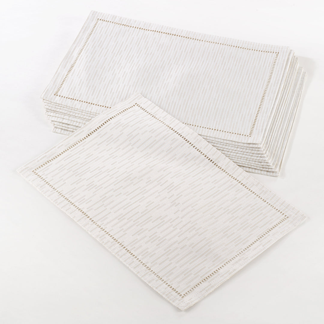 Hemstitched Design Placemat (Set of 12) Off-white Casual