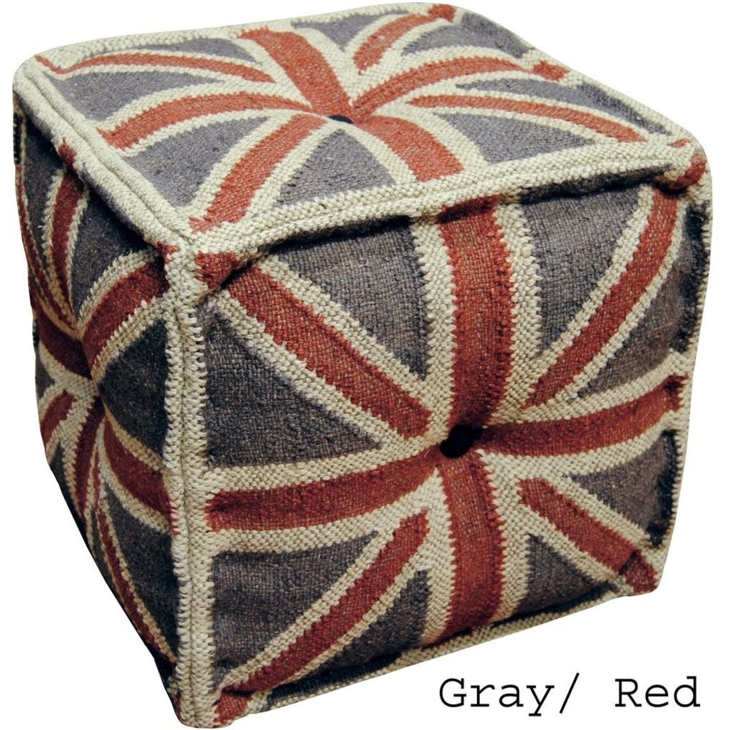 Square Shaped Ottoman Upholstered Wood Fabric Geometric Pattern Living Room Office Modern Themed Stylish Classic