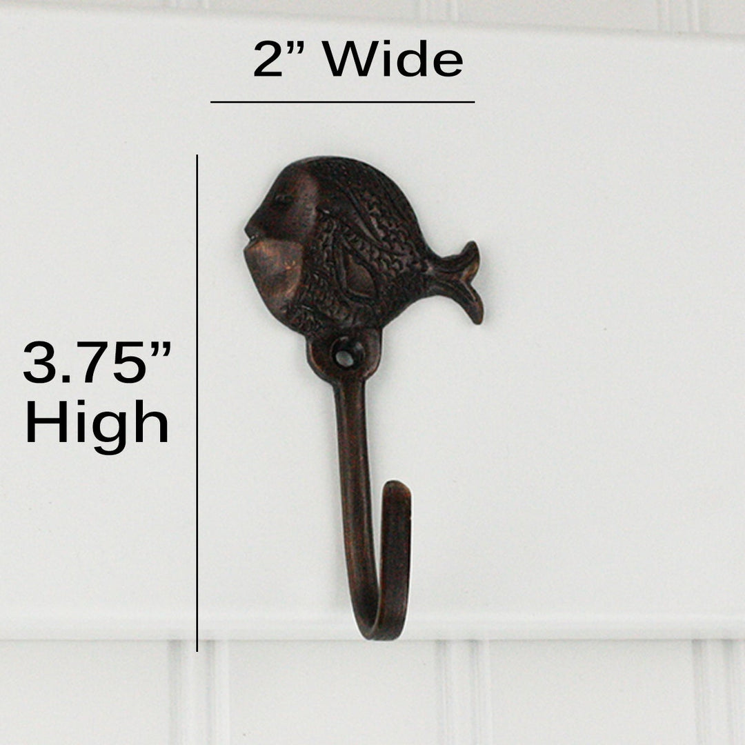 Highpoint Collection Oil Rubbed Bronze Fish Wall Hooks (Set of 4) Brown Brass Finish