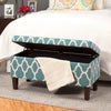 HomePop Upholstered Decorative Storage Ottoman Teal Blue - Diamond Home USA