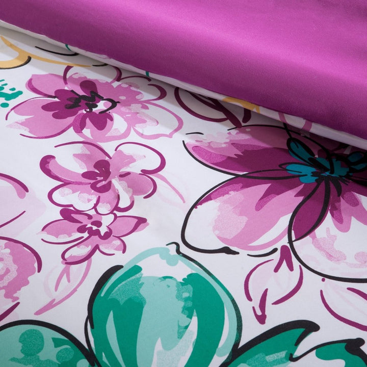 Girls Floral Themed Comforter Set Pretty Abstract Flower Pattern Summer Bedding Flowers Lavendar