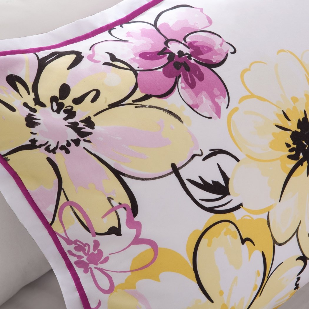 Girls Floral Themed Comforter Set Pretty Abstract Flower Pattern Summer Bedding Flowers Lavendar