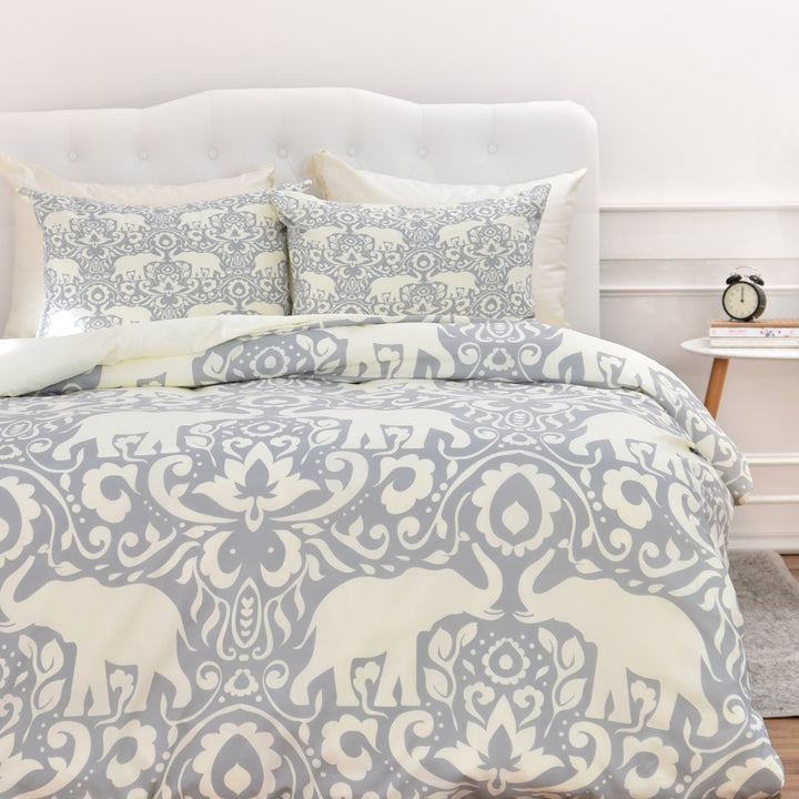 Duvet Cover Elephant Themed Bedding Zoo Animal Floral Flower