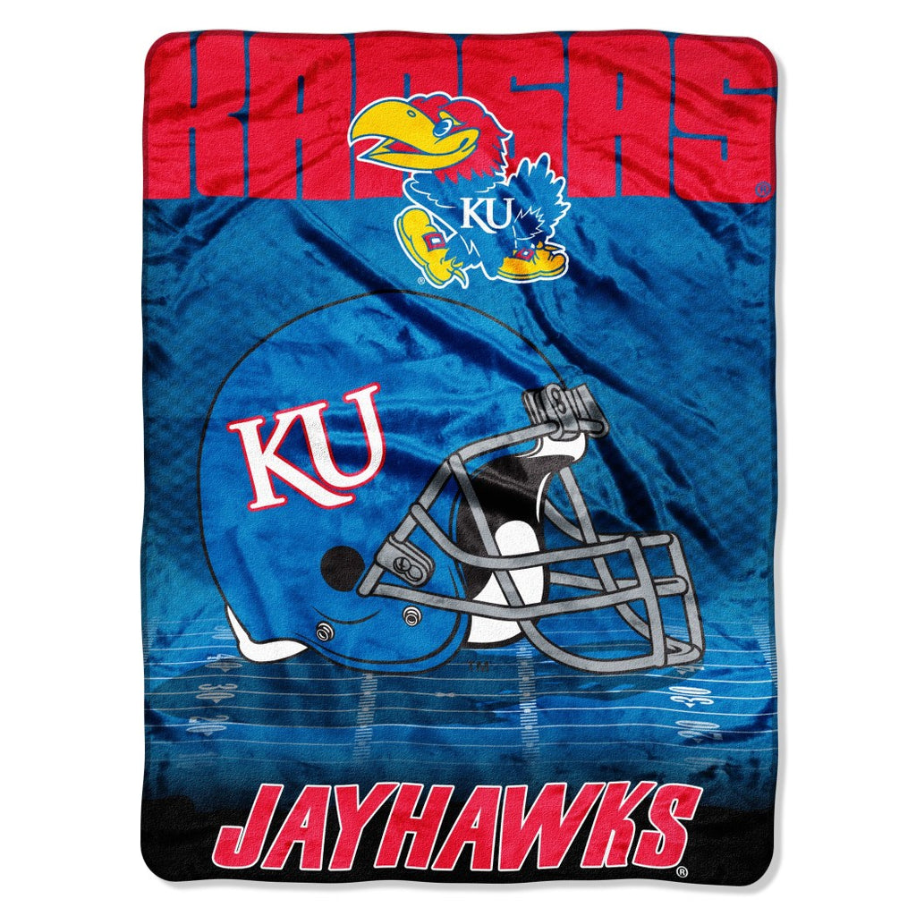 60 x 80 NCAA Jayhawks Throw Blanket Blue Red College Theme Bedding Sports Patterned Collegiate Football Team Logo Fan Merchandise Athletic Team Spirit - Diamond Home USA