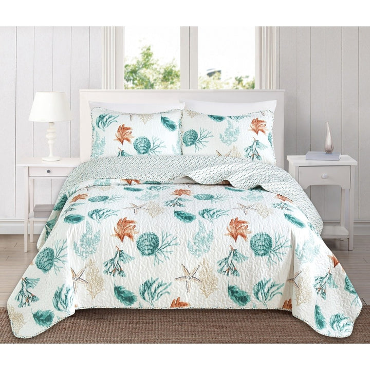 Beach Theme Quilt Set Sea Shell Inspired Bedding Coastal